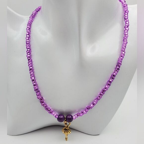 Prima ballerina lavender beaded necklace N0324 - Picture 1 of 3